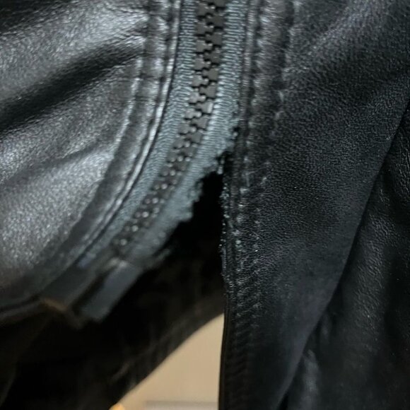 Vintage Gabriel Collection Heavyweight Black Leather Trench Coat Jacket Sz Large - Picture 6 of 9